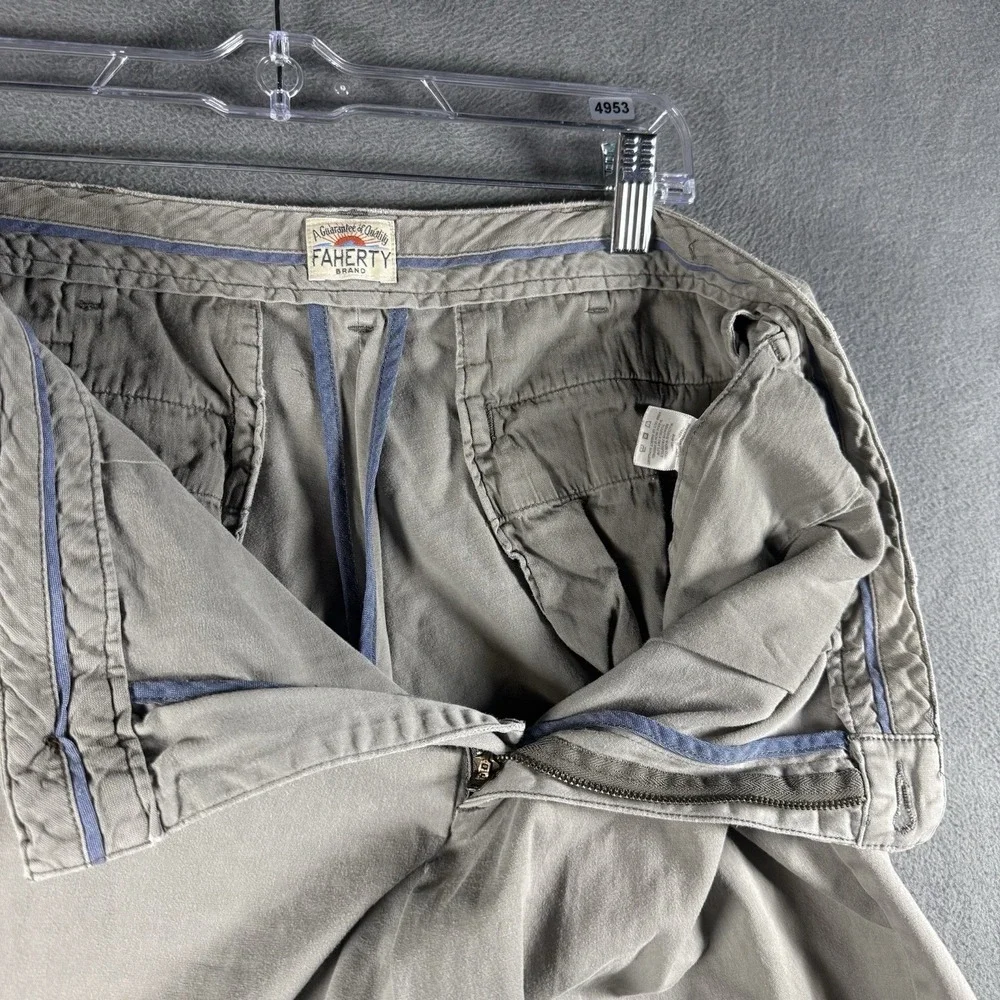 Faherty Men's Stone Gray Flat Front Shorts Size 35 Casual Summer